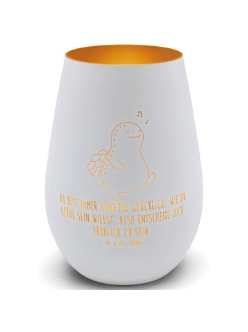 Mr. & Mrs. Panda Teelichthalter Glas Schildkröte Pfeifen mit Spruch in Weiß