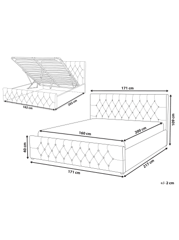 Beliani Doppelbett AMIENS in Grau - (W) 171 x (H) 109 x (L) 217 cm