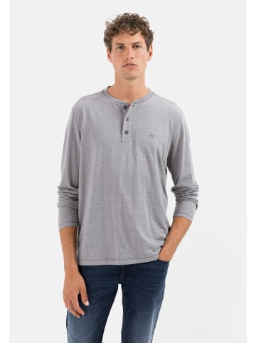 Camel Active Langarm Henleyshirt aus nachhaltigen Baumwollmix in Grau
