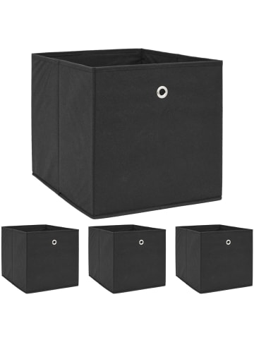 DuneDesign 4er Set Aufbewahrungsbox mit Öse 33x38x33cm in Schwarz