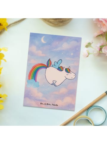 Mr. & Mrs. Panda Postkarte Einhorn Fliegendes Pferd Design ohne ... in Weiß