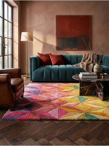 KADIMA DESIGN Wollteppich 3D Geometrisch, Wohnzimmer in Multicolor