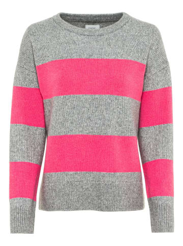 Camel Active Strickpullover mit Rundhalsausschnitt in Pink-Grau