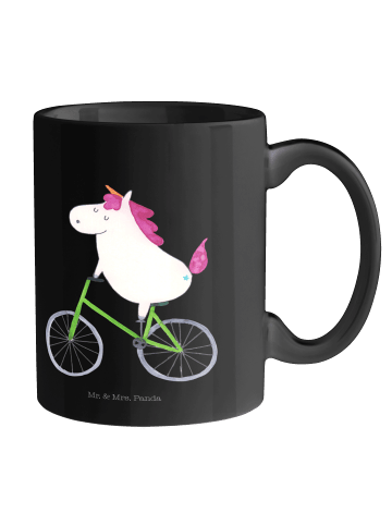 Mr. & Mrs. Panda Becher Einhorn Radfahrer ohne Spruch in Schwarz