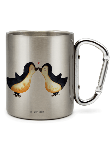 Mr. & Mrs. Panda Thermobecher Pinguin Liebe ohne Spruch in Silber