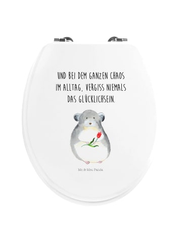 Mr. & Mrs. Panda WC Sitz Chinchilla Blume mit Spruch in Weiß