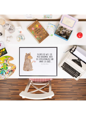 Mr. & Mrs. Panda Schreibunterlage Alpaka Fahne mit Spruch in Weiß