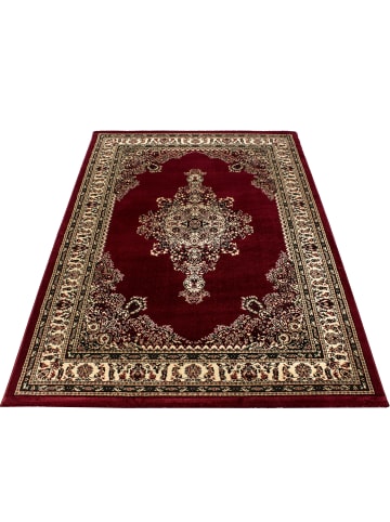 KADIMA DESIGN Teppich Orient Kurzflor Medaillon Polypropylen Wohnzimmer in Rot