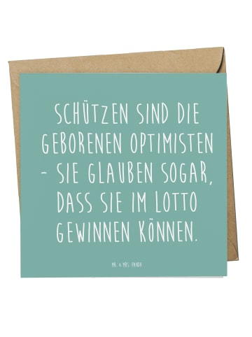 Mr. & Mrs. Panda Glückwunschkarte Schütze Optimist mit Spruch in Meeresbrise