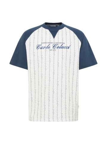 Carlo Colucci T-Shirt Fara in Weiß / Blau