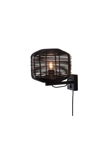 GOOD&MOJO Wandlampe Tanami - Rattan Schwarz - Ø25cm