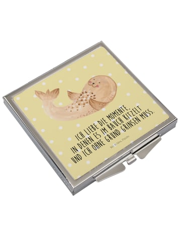 Mr. & Mrs. Panda Kosmetikspiegel Robbe Liegen mit Spruch in Gelb Pastell