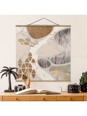 WALLART Stoffbild mit Posterleisten - Steinbruch Pastellmuster in Creme-Beige