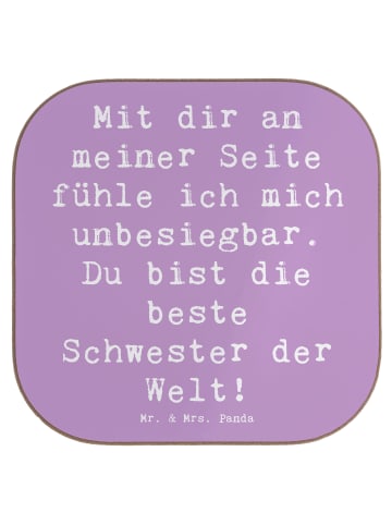 Mr. & Mrs. Panda Holzuntersetzer Spruch Beste Schwester mit Spruch in Lavendeltraum