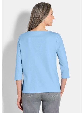 GOLDNER Kurzgröße:  Langarmshirt Basic Shirt mit U-Boot-Ausschnitt in hellblau