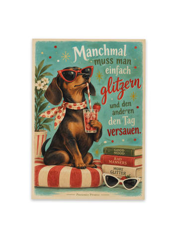 Mr. & Mrs. Panda Postkarte Dackel glamourös Design mit Spruch in Weiß