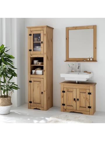 home24 home24 Waschbeckenunterschrank aus massivem Kiefernholz im naturnahen Stil in Kiefer Natur