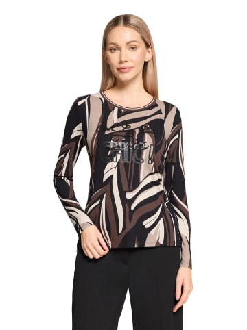 Betty Barclay Basic Shirt mit Rippbündchen in Taupe/Black