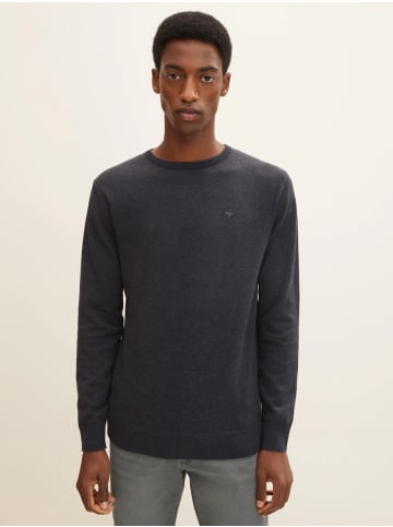 Tom Tailor Feinstrick Basic Pullover Rundhals Sweater in Dunkelgrau