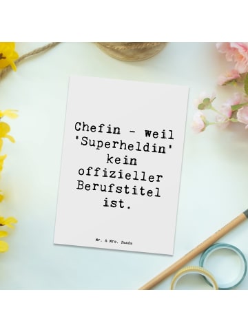 Mr. & Mrs. Panda Grußkarte Spruch Chefin Superheldin mit Spruch in Weiß