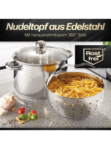 Beyond Edelstahl Nudeltopf 24 cm | mit Deckel in Silber