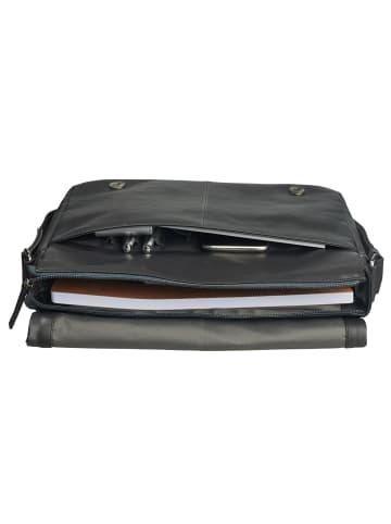 Leonhard Heyden Hamburg Messenger Leder 32 cm Laptopfach schwarz