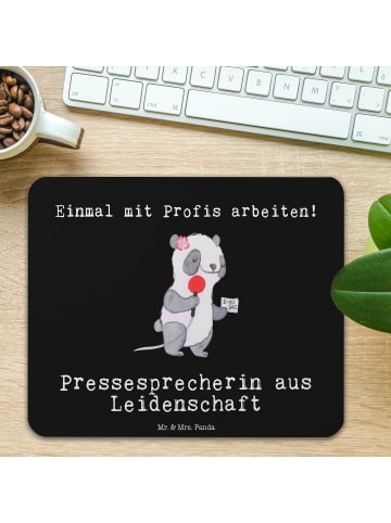 Mr. & Mrs. Panda Mauspad Pressesprecherin Leidenschaft mit Spruch in Schwarz