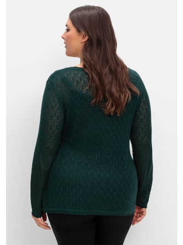 sheego V-Ausschnitt-Pullover in tiefgrün