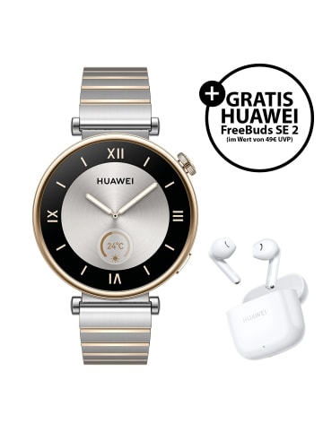 Huawei Smartwatch Watch GT4 41mm inkl. FreeBuds SE 2 (weiß) in silber