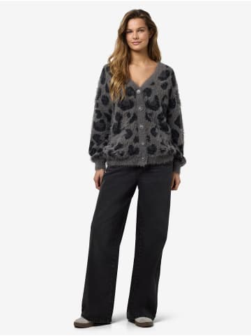 Noisy may Strickjacke mit Animal-Print in Grau-Schwarz
