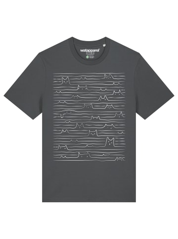 wat? Apparel T-Shirt Doodle Cats in Grau