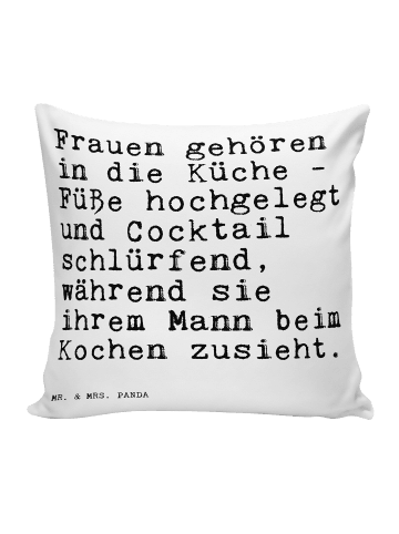Mr. & Mrs. Panda Zierkissen Frauen gehören in die... mit Spruch in Weiß