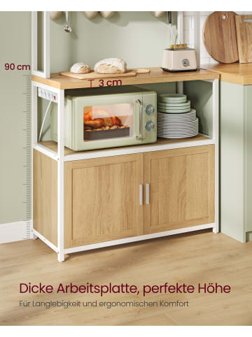 VASAGLE Küchenregal Barnet in Goldeichenfarben-Weiß - (B)80 x (H)170 x (T)40 cm