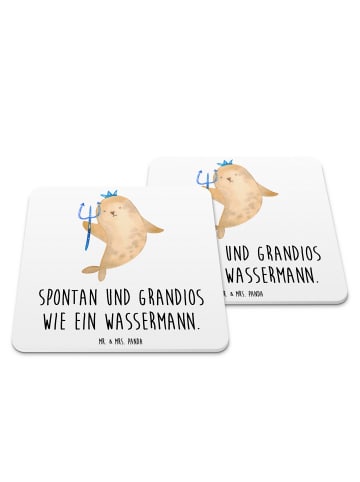 Mr. & Mrs. Panda Glasuntersetzer Sternzeichen Wassermann mit Spruch in Weiß