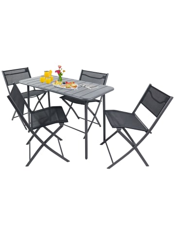 VCM  5 tlg. Bistroset Balkonset Gartenset Sumila 110x55 in Schwarz