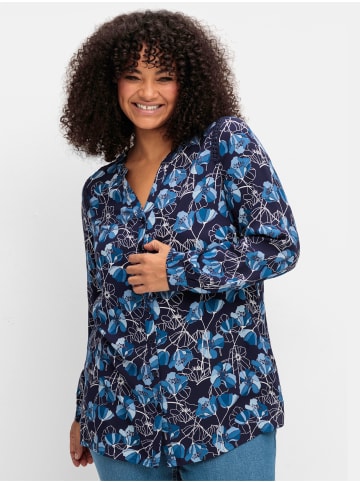 sheego Bluse in marine-gemustert