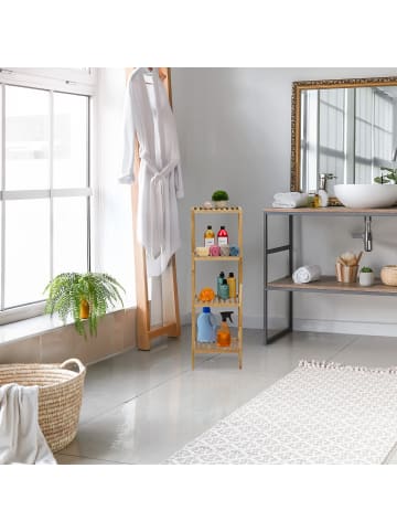 relaxdays Badregal in Natur - (B)35,5 x (H)80 x (T)35,5 cm