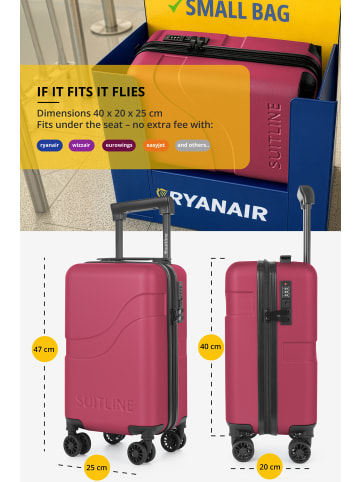 suitline Clix-Lite Underseat, Handgepäck, Kabinengepäck, TSA, 4 Rollen, 20L in Burgund