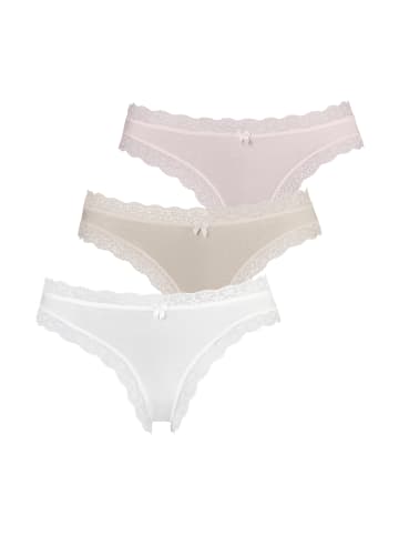 LASCANA String in rosé-uni, beige-uni, weiß-uni