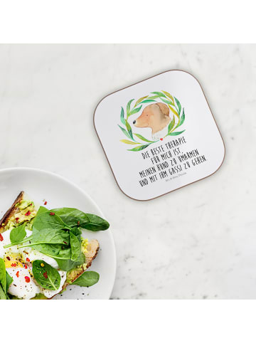 Mr. & Mrs. Panda Tassen Untersetzer Hund Blumen mit Spruch in Weiß