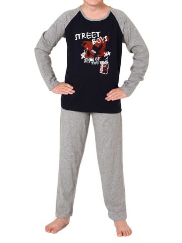 NORMANN Pyjama langarm Schlafanzug CollegeLook - 74144 in marine