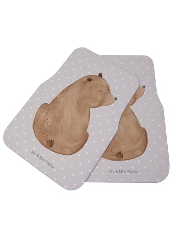 Mr. & Mrs. Panda Auto Fußmatte Bär Schulterblick ohne Spruch in Grau Pastell