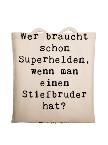 Mr. & Mrs. Panda Tragetasche Stiefbruder Held mit Spruch in Creme
