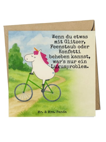 Mr. & Mrs. Panda Einladungskarte Einhorn Radfahrer Design mit Sp... in Weiß
