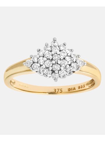 Diamant L'éternel Cluster-Ring aus 375 Gelbgold mit Diamant