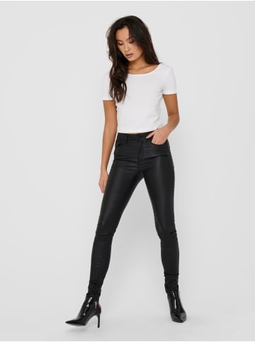 ONLY Skinny Fit Jeans PU Kunstleder Hose Mid Rise Pants Trousers ONLANNE in Schwarz