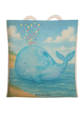 Mr. & Mrs. Panda Stofftragetasche Wal Konfetti Design ohne Spruch in Weiß