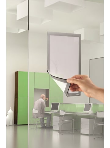 Durable Magnetrahmen Duraframe selbstklebend A4 metallic silber Packung mit 2 Stück
