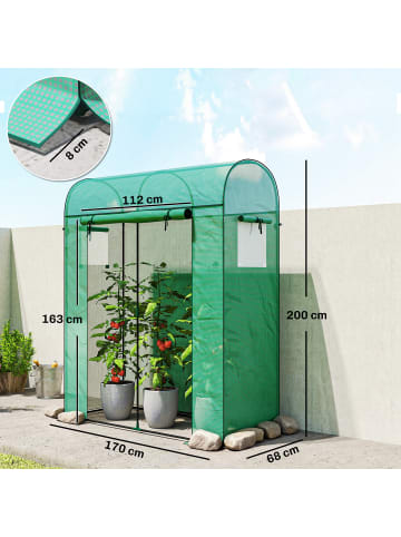 Outsunny Gewächshaus 170L x 68B x 200H cm Grün