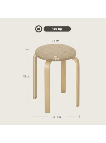 HOMCOM Hocker in Khaki 40L x 40B x 45H cm